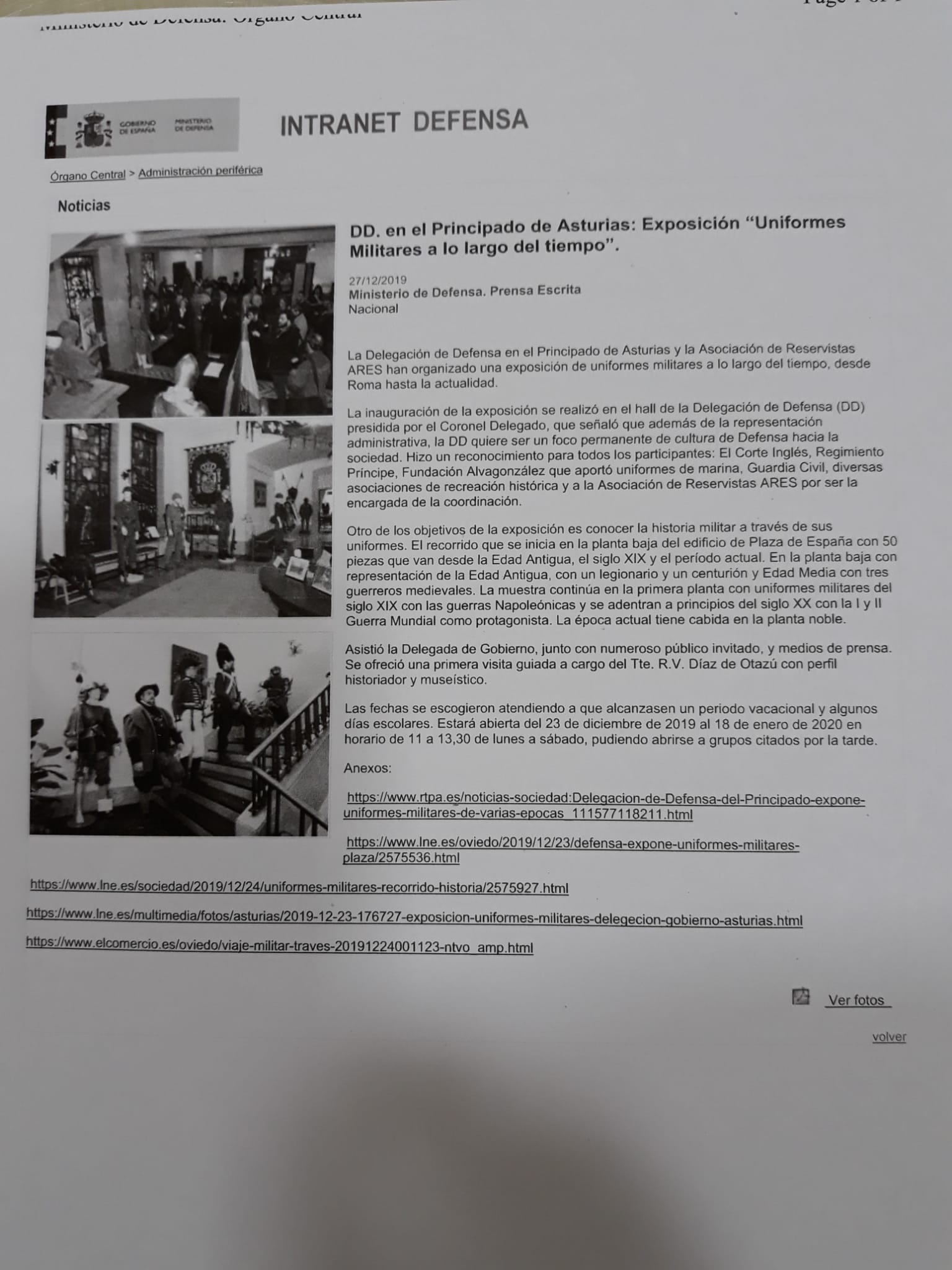 EXPOSICION UNIFORMES MILITARES